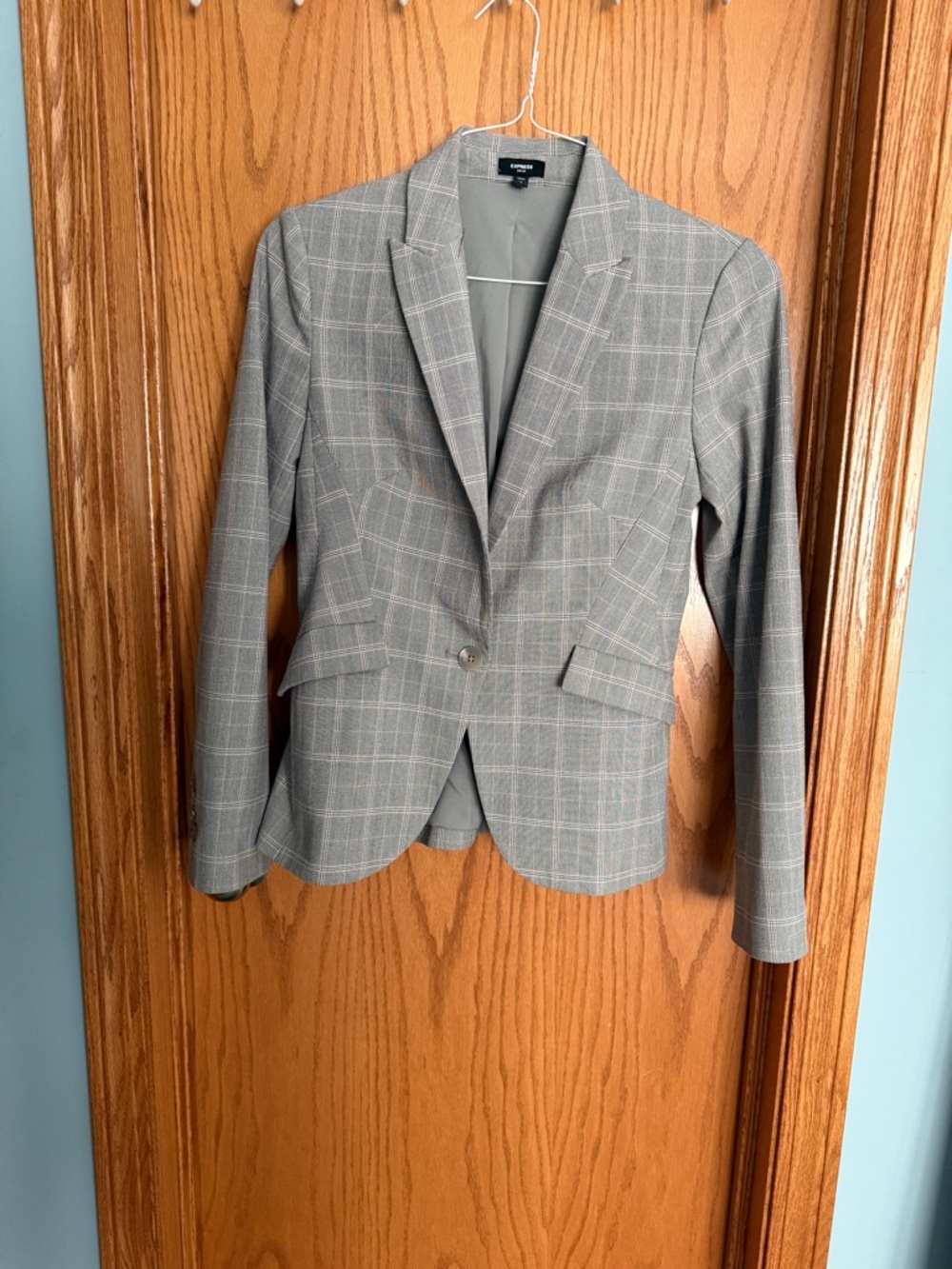 Express Grey Patterned Blazer